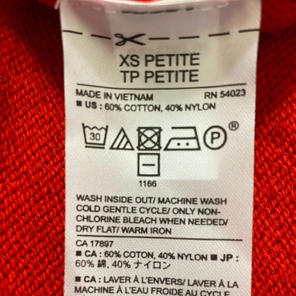 NWT Banana Republic Red Petite XS Sweater Cotton Blend Balloon Sleeve Coquette